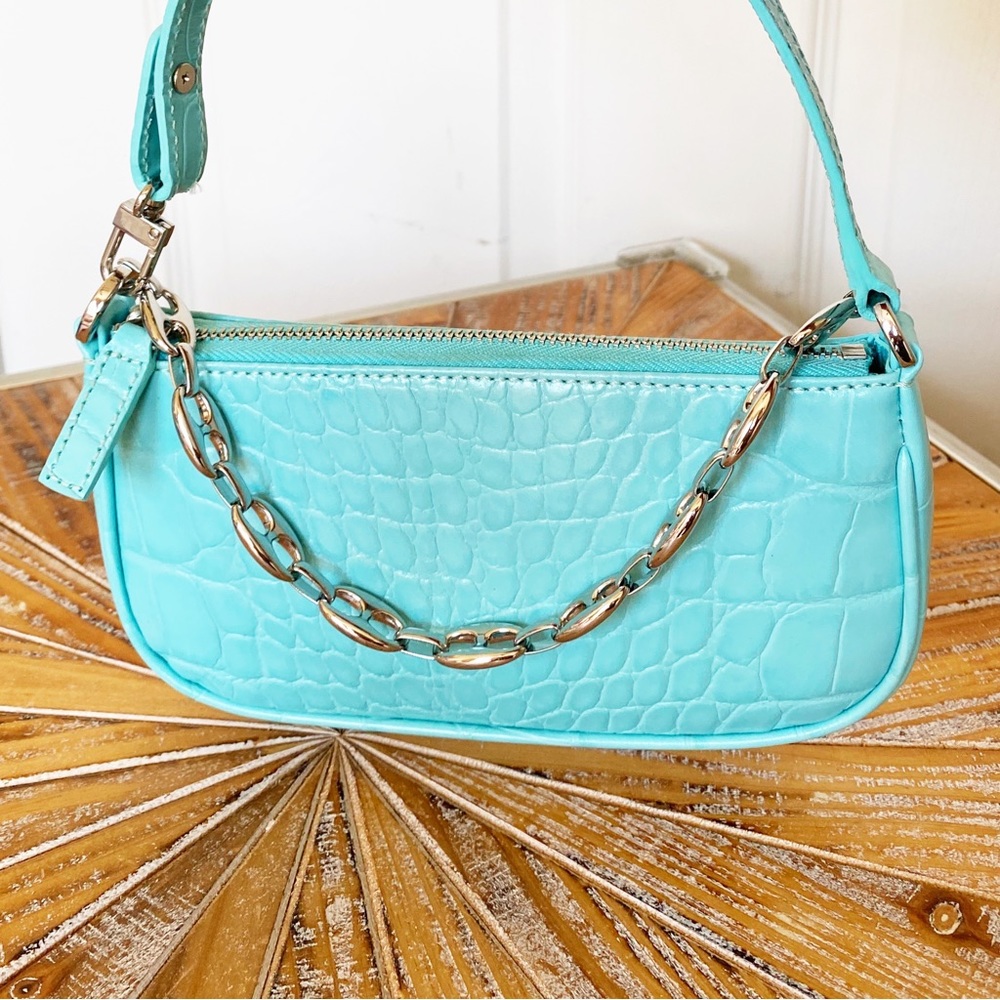 EUC BY FAR Aqua Blue Genuine Leather Mini Rachel Bag - Picture 4 of 16